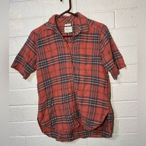 AE 🦅 Boyfriend Fit Flannel ButtonUp Short Sleeve Cutoff Plaid Ahh-mazingly Soft